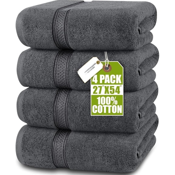Utopia Towels 4 Pack Premium Bath Towels Set, 27 by 54 Inches, 100% Ring Spun Cotton 600GSM, Lightweight and Highly Absorbent Quick Drying Towels, Perfect for Daily Use,