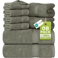 thumbnail image 1 of Utopia Towels 8 Piece Luxury Towel Set – Majestic Plush, Super Absorbent & Quicker-to-Dry, Thick 100% Ring Spun Cotton Towels for Bathroom, Spa & Hotel – 2 Bath, 2 Hand, 4 Washcloths, Dusty Olive, 1 of 10