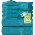 thumbnail image 1 of Utopia Towels 8 Piece Luxury Towel Set – Majestic Plush, Super Absorbent & Quicker-to-Dry, Thick 100% Ring Spun Cotton Towels for Bathroom, Spa & Hotel – 2 Bath, 2 Hand, 4 Washcloths, Teal, 1 of 10