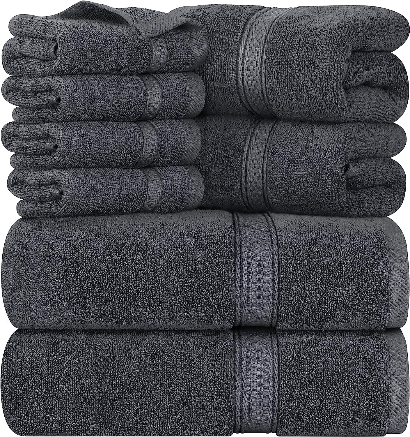 Utopia Towels 8-Piece Premium Towel Set, 2 Bath Towels, 2 Hand Towels, and  4 Wash Cloths, 600 GSM 100% Ring Spun Cotton Highly Absorbent Towels for  Bathroom, Gym, Hotel, and Spa (Grey) 