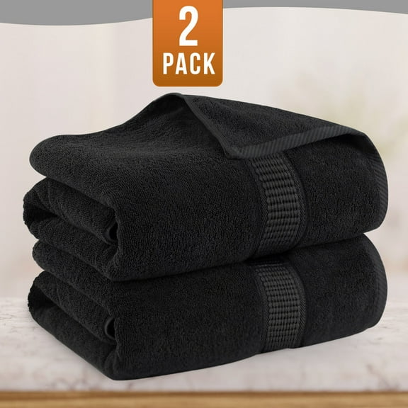 Utopia Towels Bath Sheet Set of 2, 600 GSM, Large bath towels "35x70", Absorbent Cotton, Black