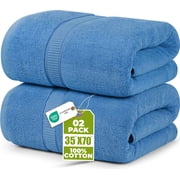 Utopia Towels Luxurious Jumbo Bath Sheet 2 Piece, 600 GSM, 35 by 70 Inches, 100% Ring Spun Cotton, Highly Absorbent and Quick Dry Extra Large Bath Towel, Super Soft Towel, Electric Blue