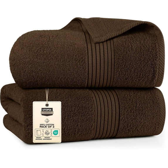 Utopia Towels Bath Sheets 2 Pack, 35x70 Inches, Extra Large Shower Towels, 100% Ring Spun Cotton, Soft and Absorbent, Bath Towel Large, Towel Set, Dark Brown