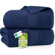 Utopia Towels Bath Sheets 2 Pack, 35x70 Inches, Extra Large Shower Towels, 100% Ring Spun Cotton, Soft and Absorbent, Bath Towel Large, Towel Set, Navy
