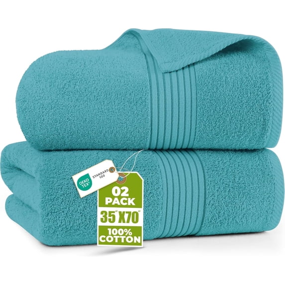 Utopia Towels Bath Sheets 2 Pack, 35x70 Inches, Extra Large Shower Towels, 100% Ring Spun Cotton, Soft and Absorbent, Bath Towel Large, Towel Set, Turquoise