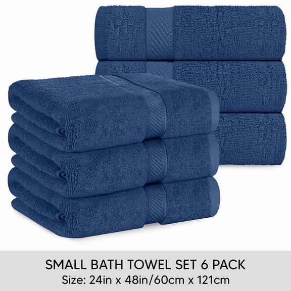 Utopia Towels 6 Pack Medium Bath Towel Set, 24 by 48 Inches, 500 GSM 100% Ring Spun Cotton, Lightweight and Highly Absorbent Quick Drying Premium Towels for Hotel, Spa and Bathroom, Navy
