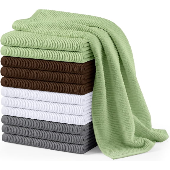 Utopia Towels Ribbed Kitchen Bar Mops, 12 Pack, 16x19 in, Cotton, Variety | Multi-Purpose 100% Cotton Ribbed Bar Mop Towels - Super Absorbent, Durable, Lint-Free, Ideal for Home & Kitchen Bars