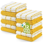 Utopia Towels - Kitchen Towels 12 Pack, 15 x 25 Inches, 100% Ring Spun Cotton Super Soft and Absorbent Linen Dish, Tea and Bar Towels Set, Yellow