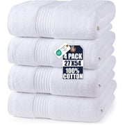 Utopia Towels Luxurious Bath Towels Set, 27x54 in, 4 Pack, Soft, White | 100% Ring Spun Cotton Bath Towels - Lightweight