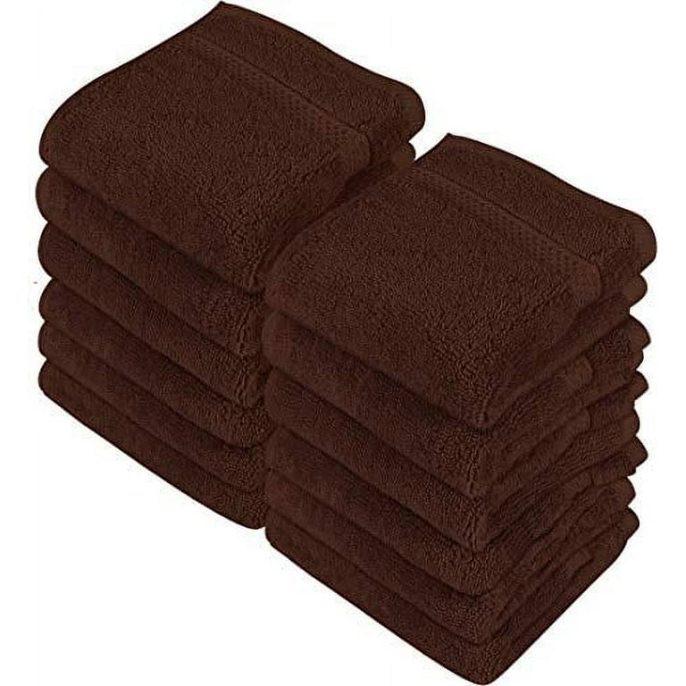 Utopia Towels Premium 700 GSM Washcloths Towel Set 12 Pack Dark Brown 12 x 12 Inches