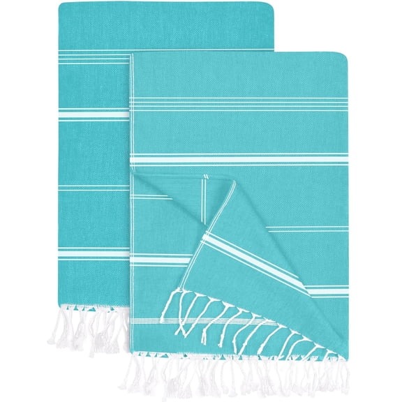 Utopia Towels Pack of 2 Turkish Beach Towel, 40 by 72 Inches, Oversized 100% Cotton, Sand Free Lightweight Absorbent Quick-Dry Beach Blanket, Extra Large Turkish Bath Towels for Travel and Pool, Teal