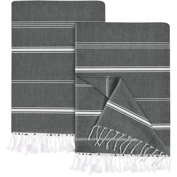 Utopia Towels Pack of 2 Turkish Beach Towel, 40 by 72 Inches, Oversized 100% Cotton, Sand Free Lightweight Absorbent Quick-Dry Beach Blanket, Extra Large Turkish Bath Towels for Travel and Pool, Grey