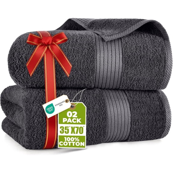 Utopia Towels Luxurious Jumbo Bath Sheet 2 Piece, 600 GSM, 35 by 70 Inches, 100% Ring Spun Cotton, Highly Absorbent and Quick Dry Extra Large Bath Towel, Super Soft Towel, Grey