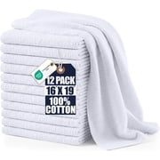 Utopia Towels Ribbed Kitchen Bar Mops, 12 Pack, 16x19 in, Cotton, White | Multi-Purpose 100% Cotton Ribbed Bar Mop Towels - Super Absorbent, Durable, Lint-Free, Ideal for Home & Kitchen Bars