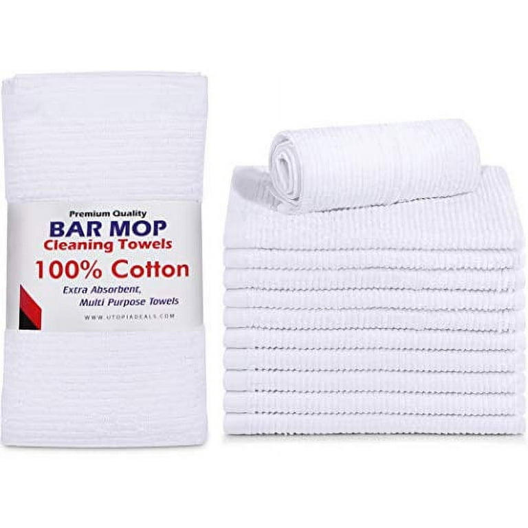 Utopia Towels Bundle of 24 Kitchen Bar Mops - 16x19 Functional &  Multipurpose (Grey & White)