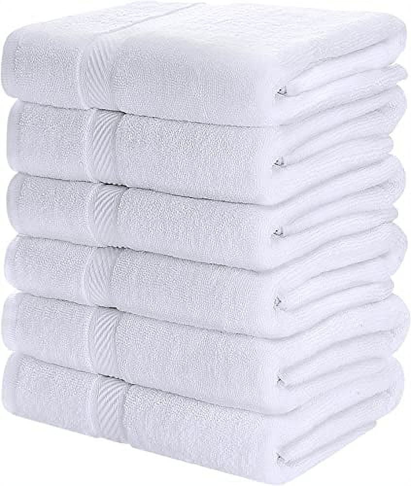 Wealuxe Cotton Bath Towels - 22x44 inch - Small and Lightweight - 6 Pack - White, Size: 22 x 44