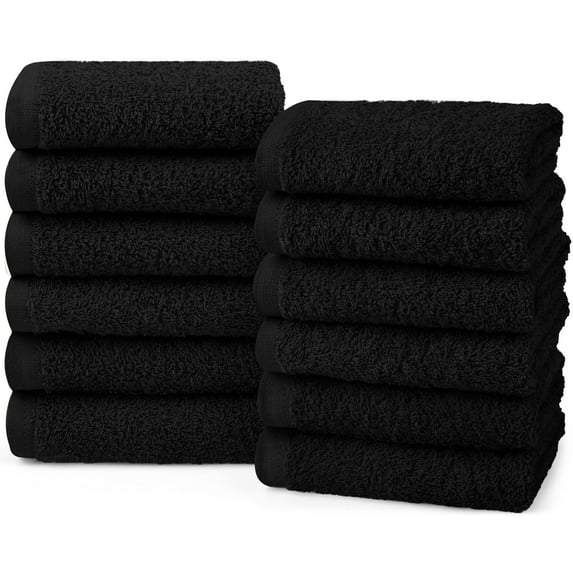 Utopia Towels Wash Cloths. Ultra Soft & Extra Absorbent, Wash Rags 100% Cotton 12x12" Multipurpose Kitchen, Hand, Salon, Bathroom, Spa, Gym, Face Towels 12 Pack, Black
