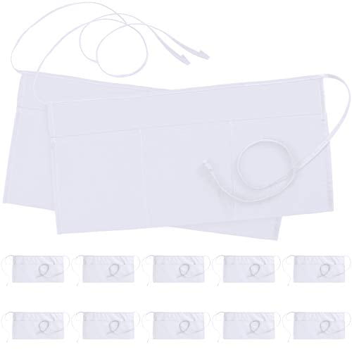 Utopia Wear 12 Pack 3 Pockets Waitress Apron, Waist Aprons for Home and Kitchen, 24 x 12 Inches, White