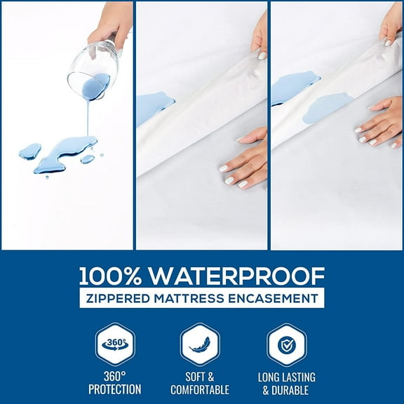 Utopia Zippered Polyester Mattress Protectors, Queen, Waterproof