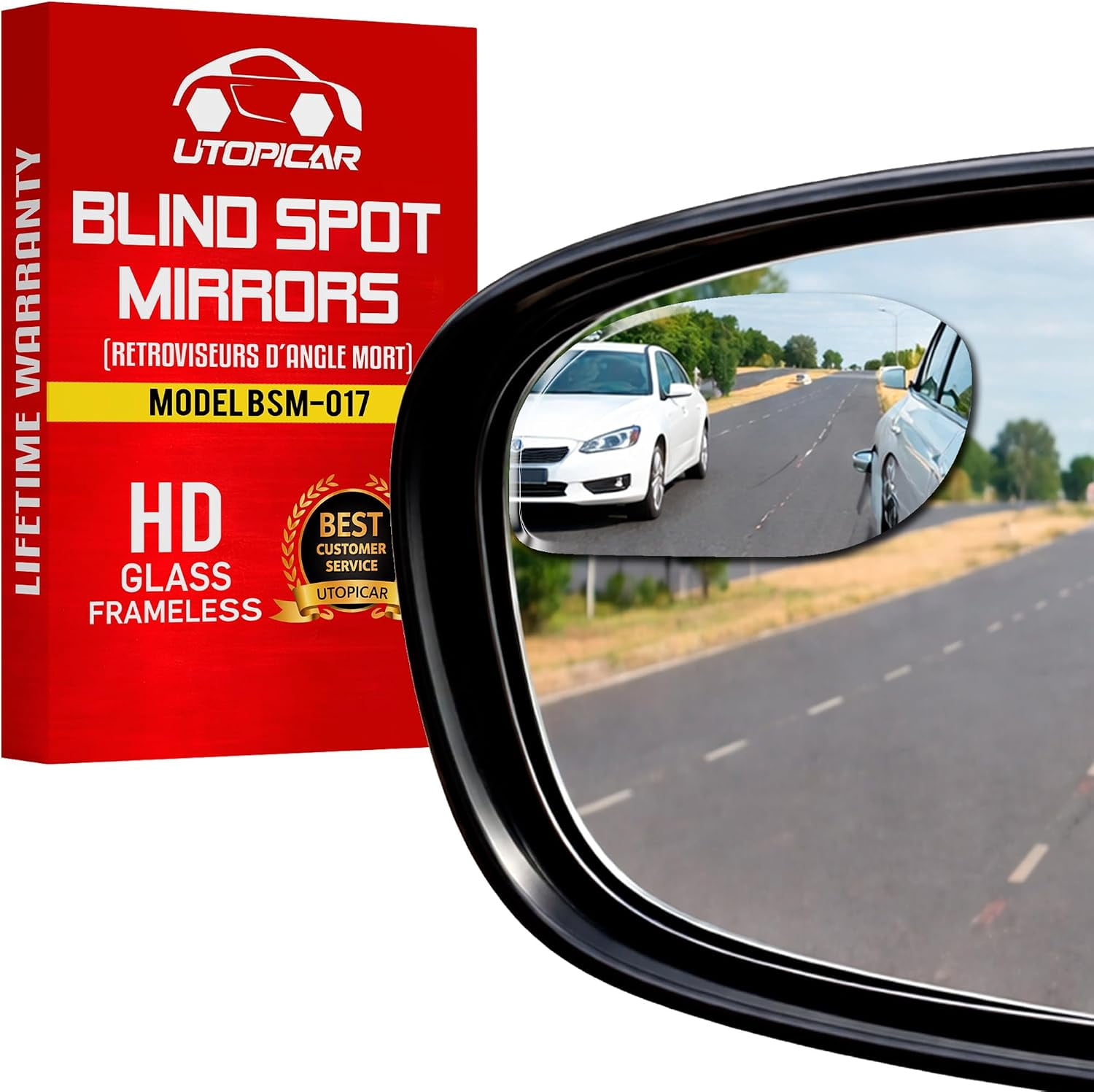 Utopicar BSM017 Blind Spot Convex Car Mirror, 2 Pack