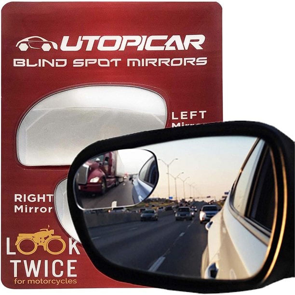 Utopicar Blind Spot Mirrors.Unique Design Car Door Mirrors/Mirror for Blind  Side Engineered for Larger Image and Traffic Safety. Awesome View!  Frameless Design (2 Pack) 