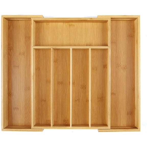 Utoplike Bamboo Cutlery Tray Silverware, Drawer Dividers for Kitchen Utensils, Flatware Tray Drawer Insert for knives, Gadgets and Garage Tools, Office Supplies