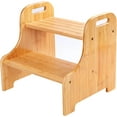thumbnail image 1 of Utoplike Bamboo Step Stool 2 Tier, Step Treads with Cutout Handles, Non-Slip, 1 of 6