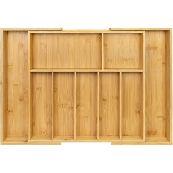Utoplike Extra Large Kitchen Drawer Organizer, Expandable Bamboo Drawer Holder for Utensils, Silverware, Flatware, 7-9 Slots Cutlery Tray