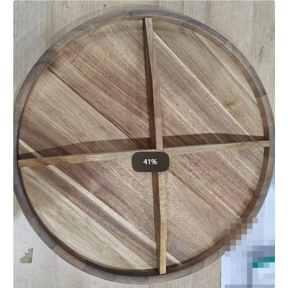 Utoplike Large Acacia Lazy Susan for Table Top, Rotating Round Serving Tray, 17.7'' Wood Charcuterie Board with Raised Edge and Removable Dividers for Cheese, Snacks, and Parties