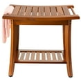 thumbnail image 1 of Utoplike Teak Shower Bench Seat with Handles, Portable Wooden Spa Bathing Stool with Storage Towel Shelf, 22" x 13" x 18.6",Waterproof,Perfect for Indoor and Outdoor Use, 1 of 6