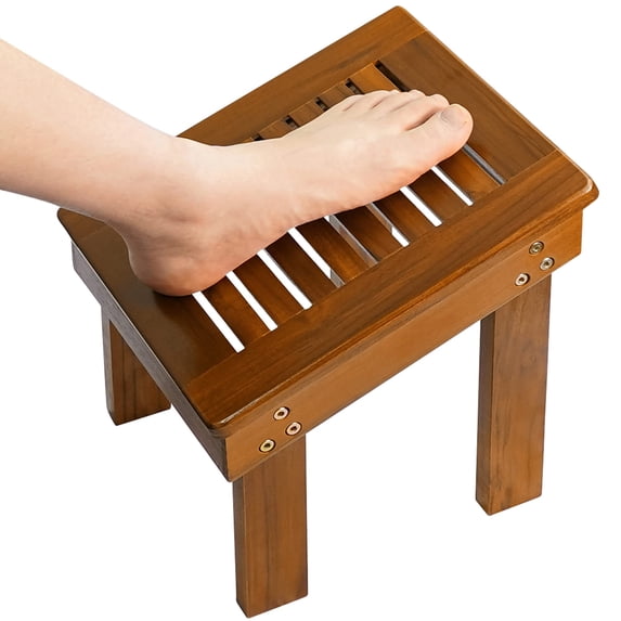 Utoplike Teak Wood Shower Foot Stool for Shaving Legs, Non-Slip