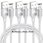 XUDUO i Phone Charger, 3 Pack 6FT Lightning Cable Nylon Braided Charge Cord MFi Certified 3A Fast Charging for i Phone 14/13/12/11/, Black