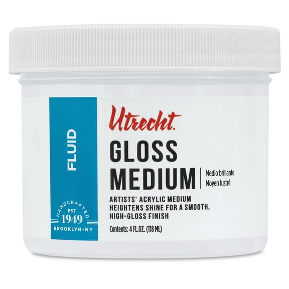 Utrecht Artists' Acrylic Fluid Medium - Gloss Medium, 4 oz jar