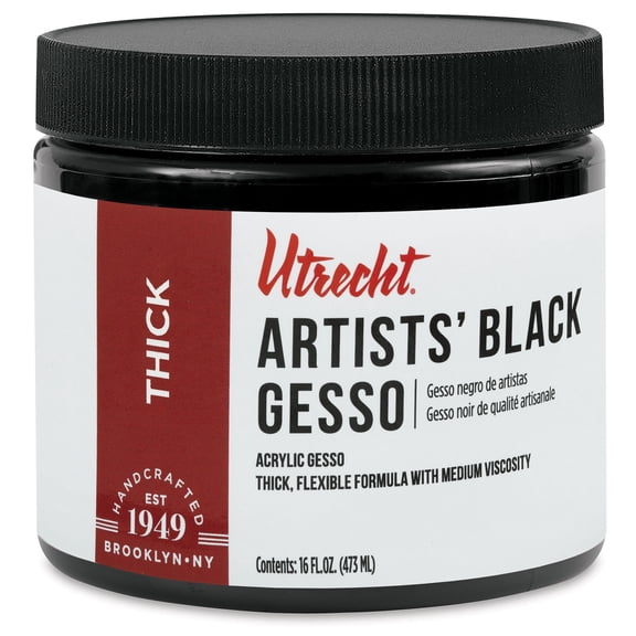 Utrecht Artists' Acrylic Gesso - Black, 16 oz