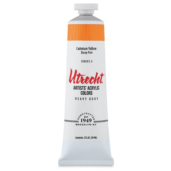 Utrecht Artists' Acrylic Paint - Cadmium Yellow Deep, 2 oz tube