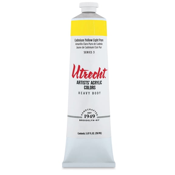 Utrecht Artists' Acrylic Paint - Cadmium Yellow Light, 5 oz tube