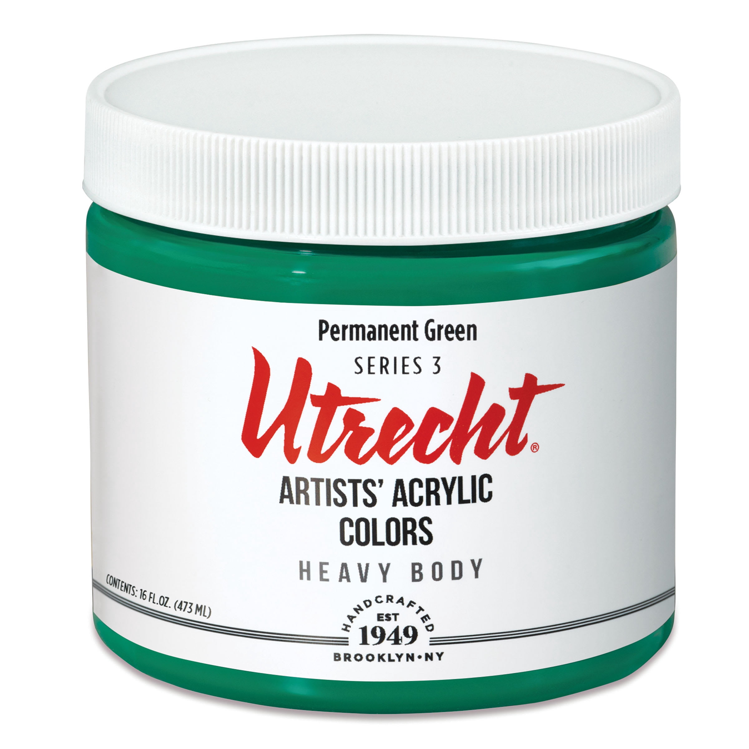 Utrecht Artists' Acrylic Paint - Permanent Green, Pint