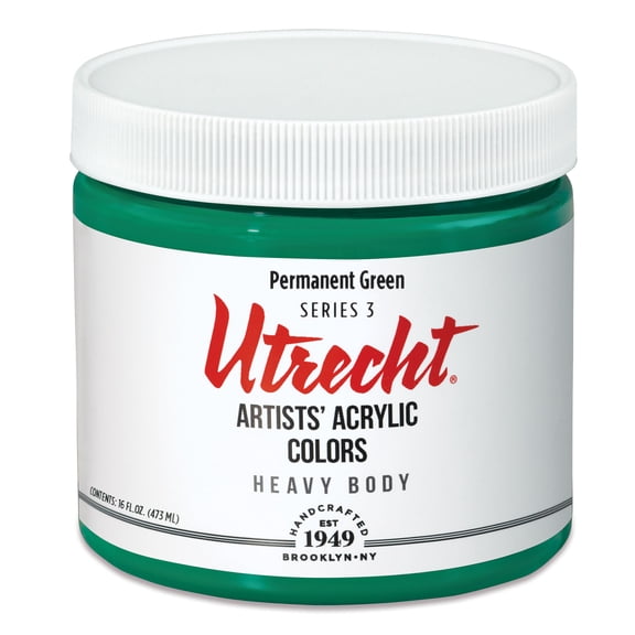 Utrecht Artists' Acrylic Paint - Permanent Green, Pint