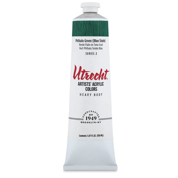 Utrecht Artists' Acrylic Paint - Phthalo Green (Blue Shade), 5 oz tube