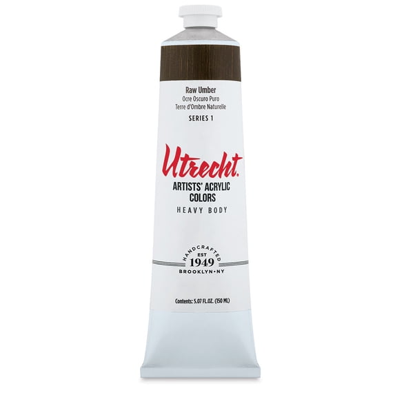 Utrecht Artists' Acrylic Paint - Raw Umber, 5 oz tube
