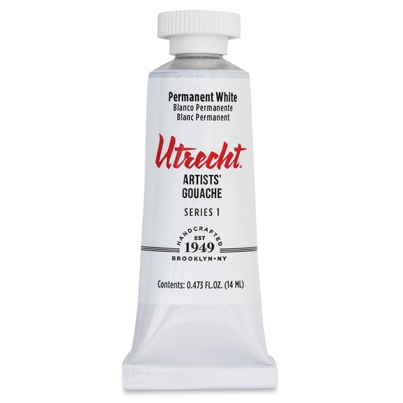 Utrecht Artists' Gouache - Permanent White, 14 ml tube