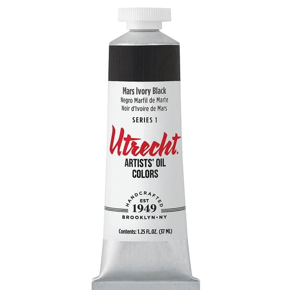 Utrecht Artists' Oil Paint - Mars Ivory Black, 37 ml tube