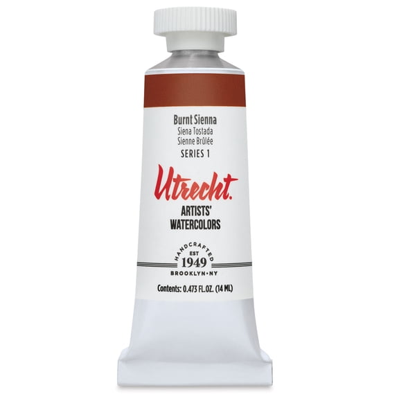 Utrecht Artists' Watercolor Paint - Burnt Sienna, 14 ml tube