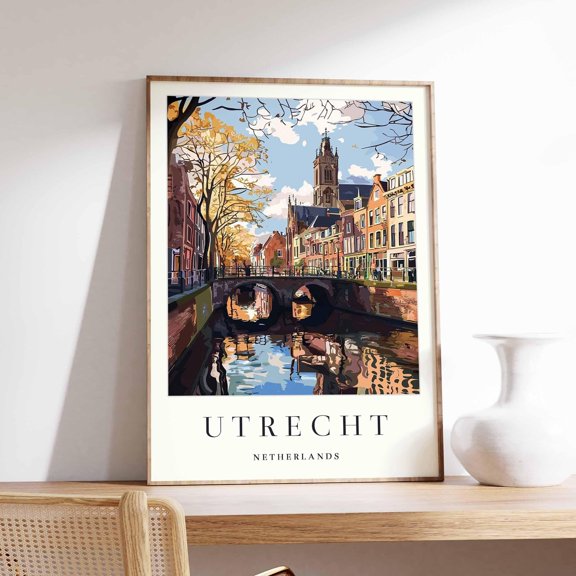 Utrecht Canals Dutch Travel Poster , Poster Print Only