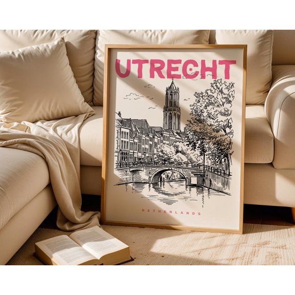 Utrecht City Wall Art Print, Utrecht Netherlands Cityscape Poster , Poster Print Only