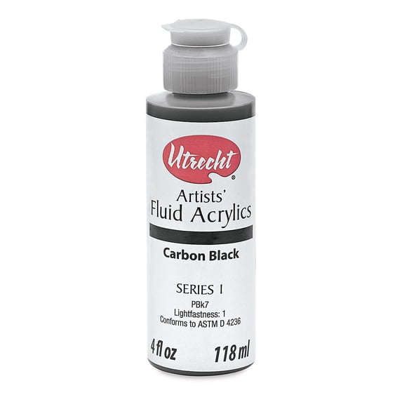 Utrecht Fluid Acrylics - Carbon Black, 4 oz bottle