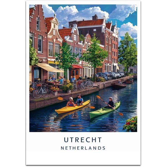 Utrecht Map Retro Style Travel Canvas, Utrecht Map Vintage Rustic Canvas Print, Home Office Wall Decoration, Utrecht Map Country Canvas Canvas RXFcet