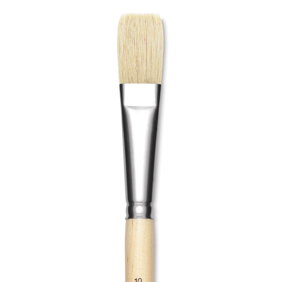 Utrecht Rhenish Pure Hog Bristle Brush - Flat, Size 10, Long Handle