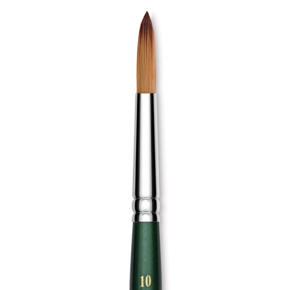 Utrecht Series 6150 Synthetic Golden Taklon Watercolor Brush - Round, Size 10, Short Handle