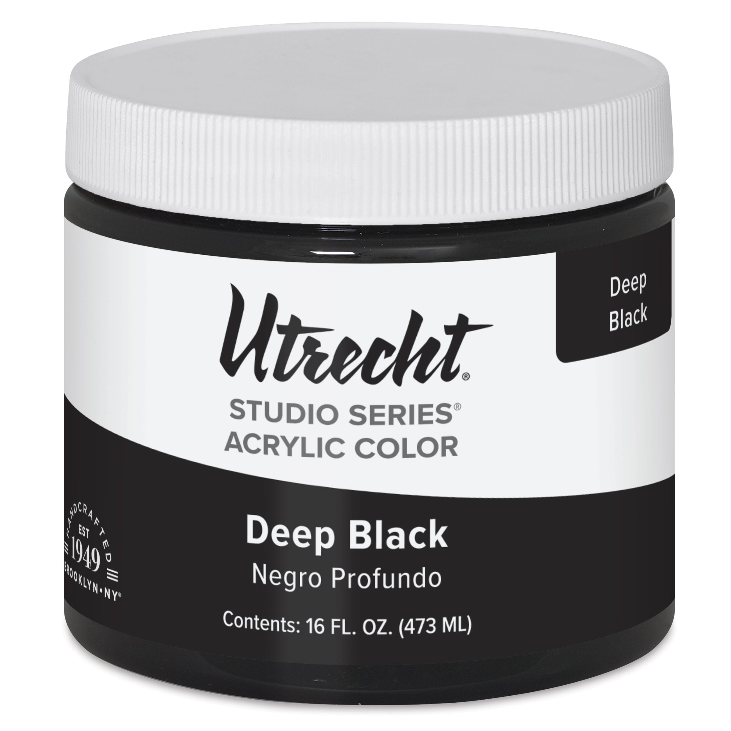 Utrecht Studio Series Acrylic Paint - Deep Black, Pint